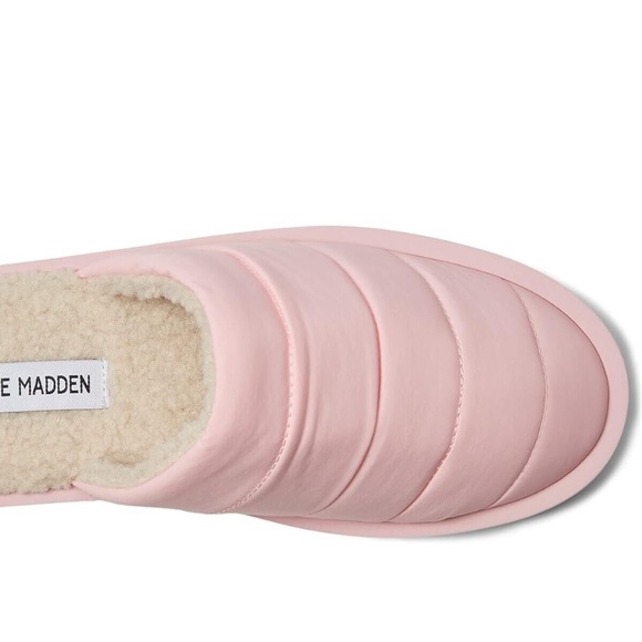 New Steve Madden Pink Cozy Chex Slip On Slide Slippers Clogs Shoes Mules Lined - Picture 6 of 7